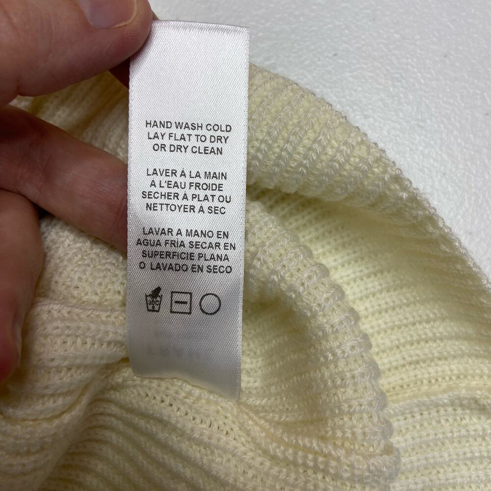 Frame Merino Wool Blend Sweater Women's Medium Cream Ruffle Ribbed Knit Dolman - Picture 8 of 10